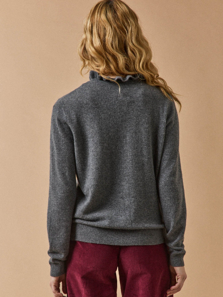 Camille | Cardigan col volanté en cachemire