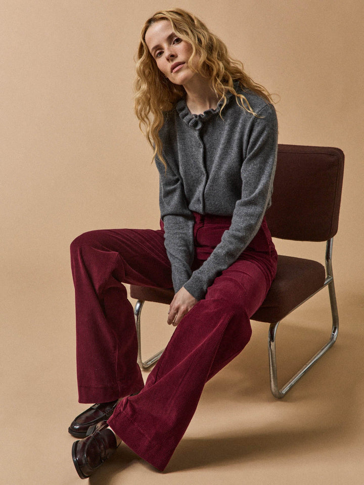 Camille | Cardigan col volanté en cachemire