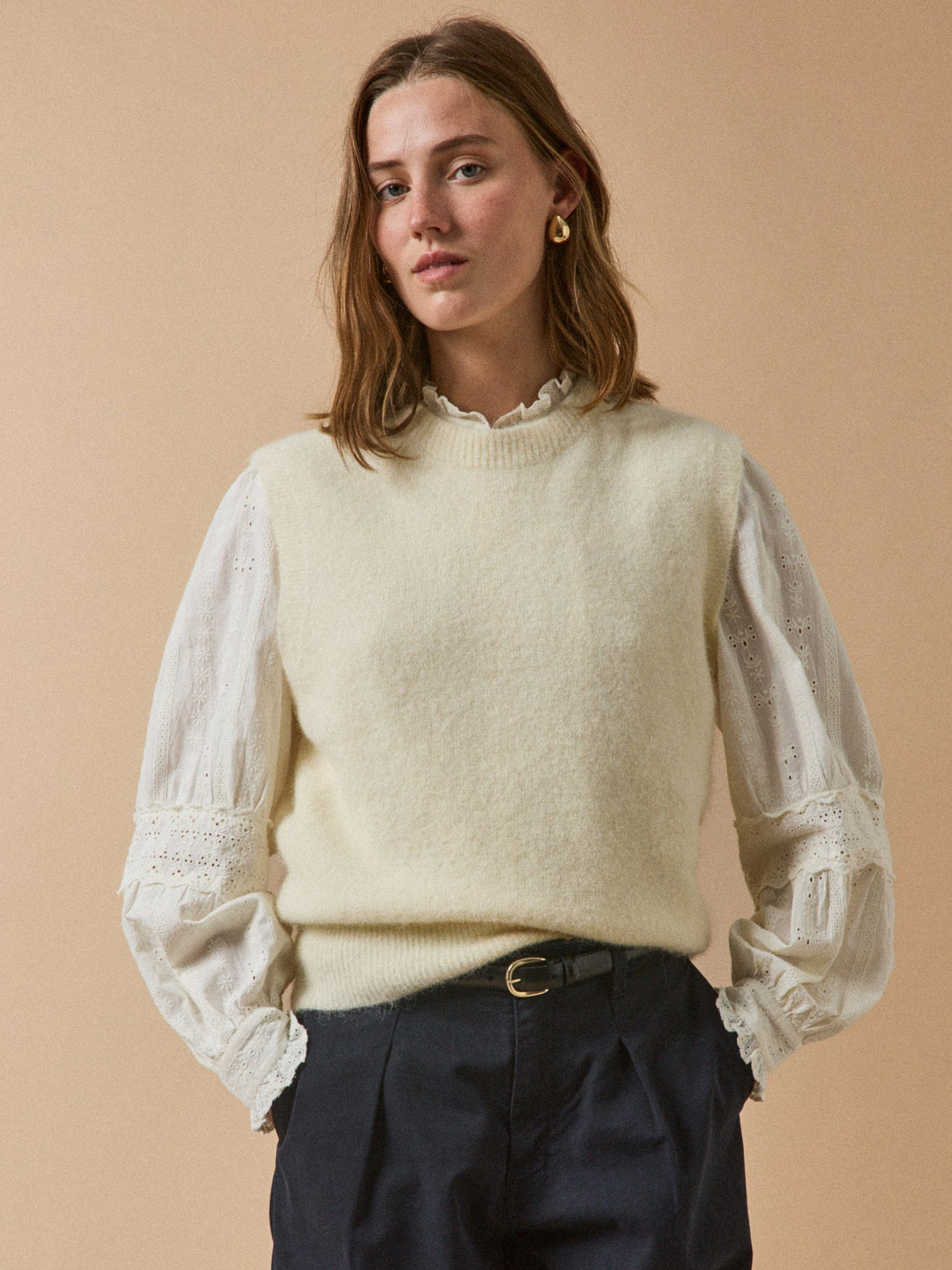 Amandine | Pull sans manches en mélange d’alpaga