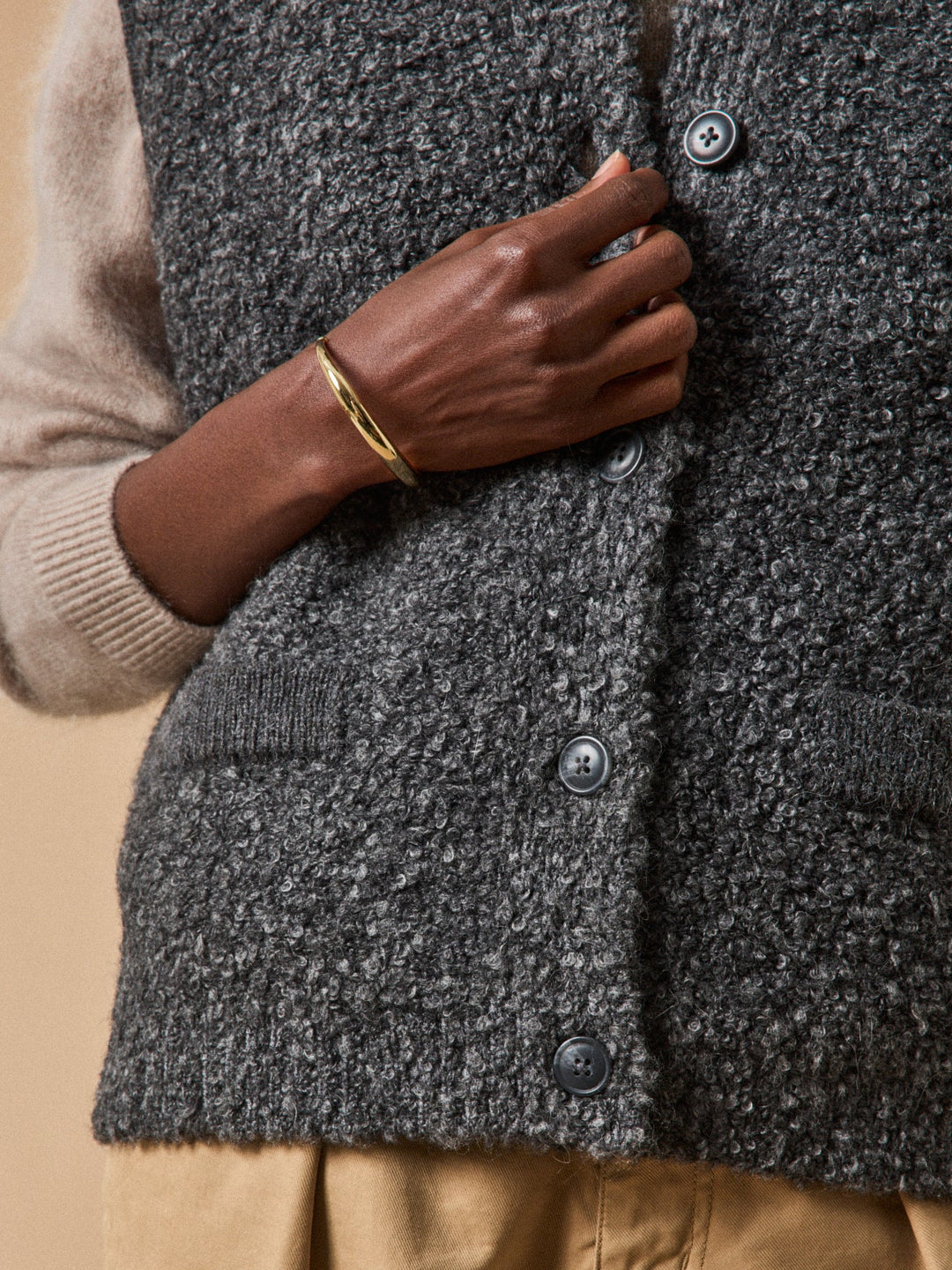 Noémie | Gilet sans manches en maille bouclette