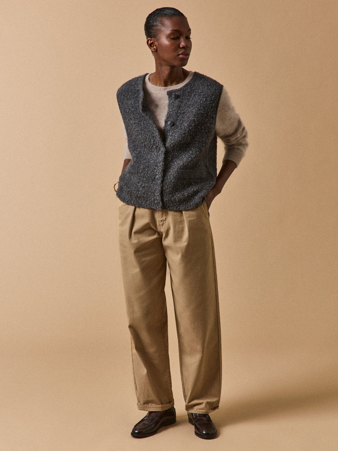 Noémie | Gilet sans manches en maille bouclette