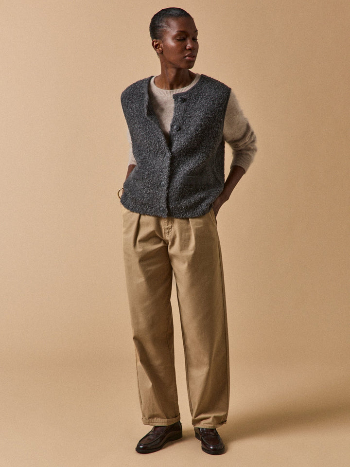 Noémie | Gilet sans manches en maille bouclette