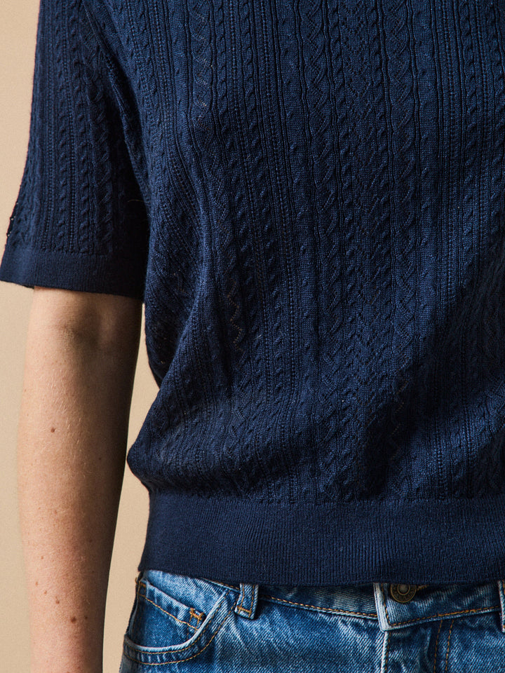 Maëlle | Pull ajouré à manches courtes en laine