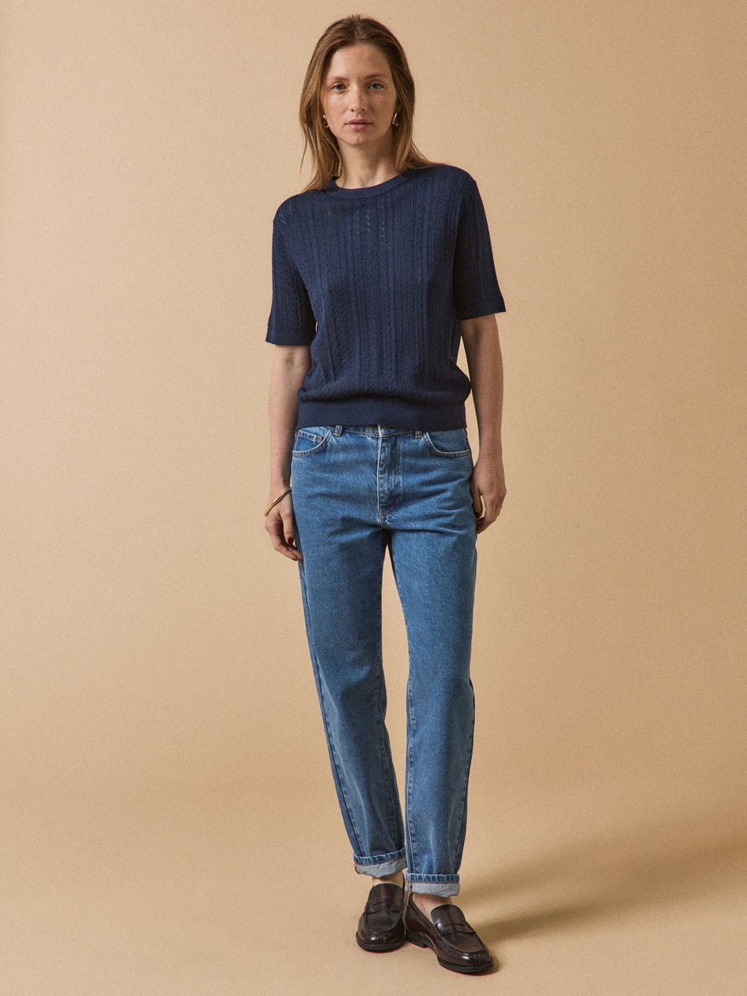 Maëlle | Pull ajouré à manches courtes en laine
