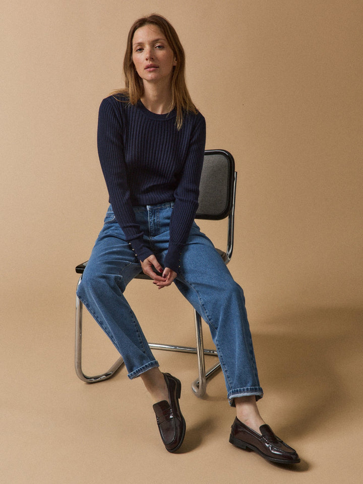 Élise | Pull chaussette côtelé en laine RWS*