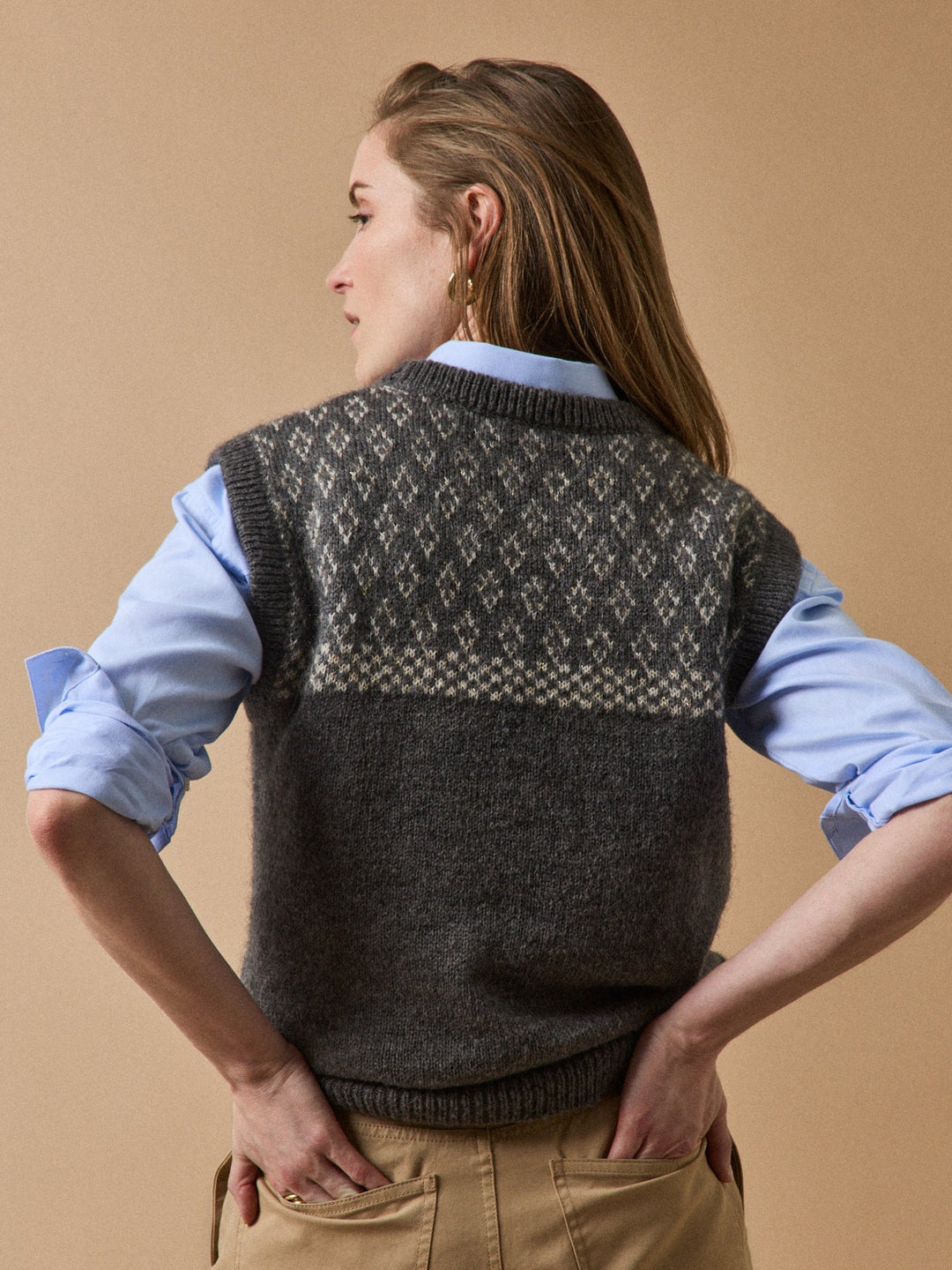 Madeleine | Pull jacquard sans manches en mohair