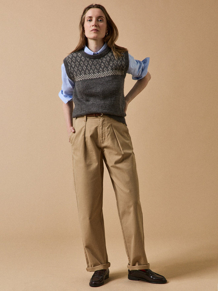 Madeleine | Pull jacquard sans manches en mohair