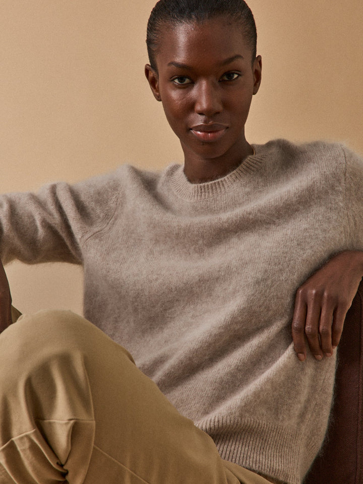 Clarisse | Pull col rond en laine brossée