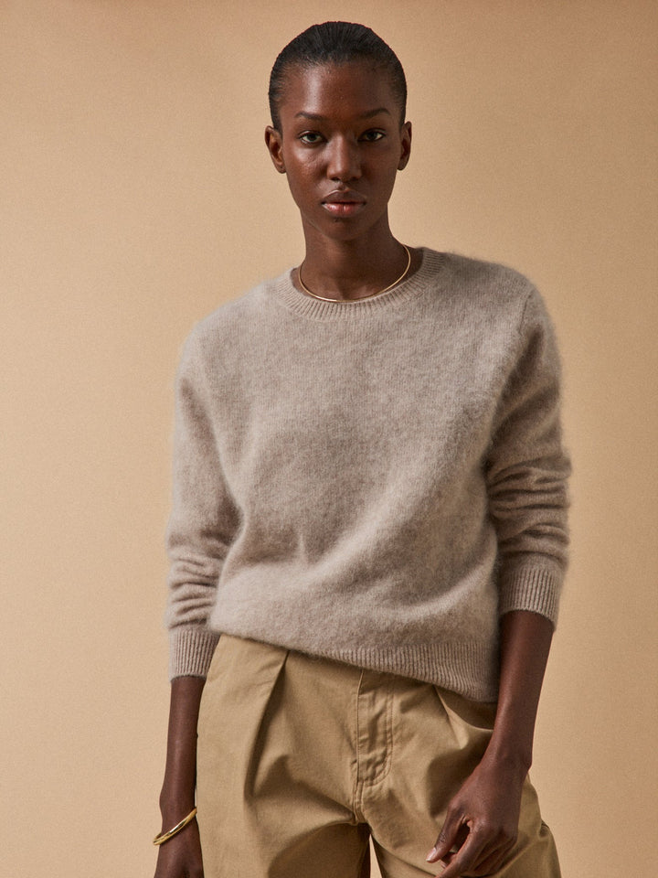 Clarisse | Pull col rond en laine brossée
