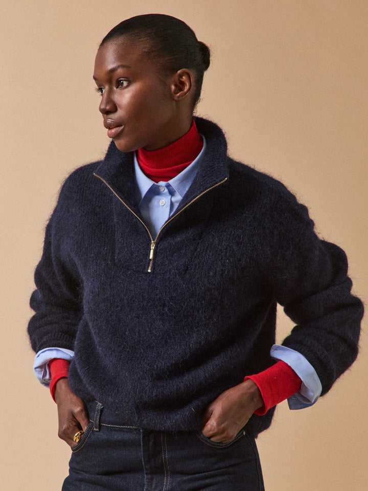 Solène | Pull col camionneur en laine et mohair