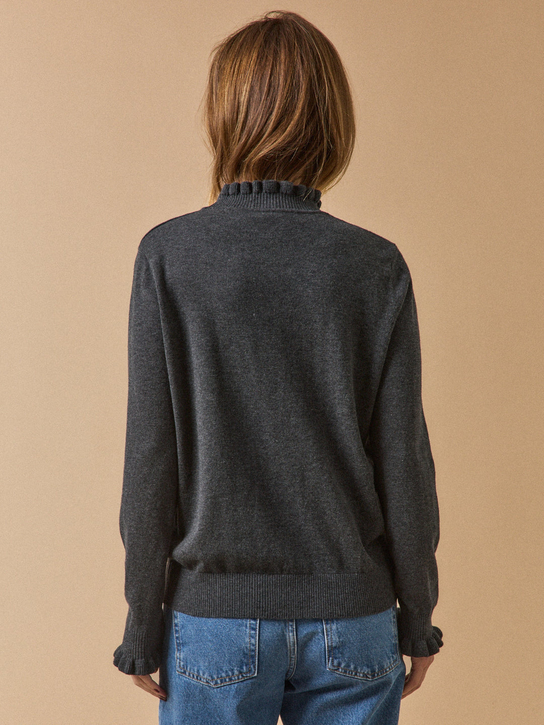 Aurore | Pull volanté en coton biologique et laine RWS*