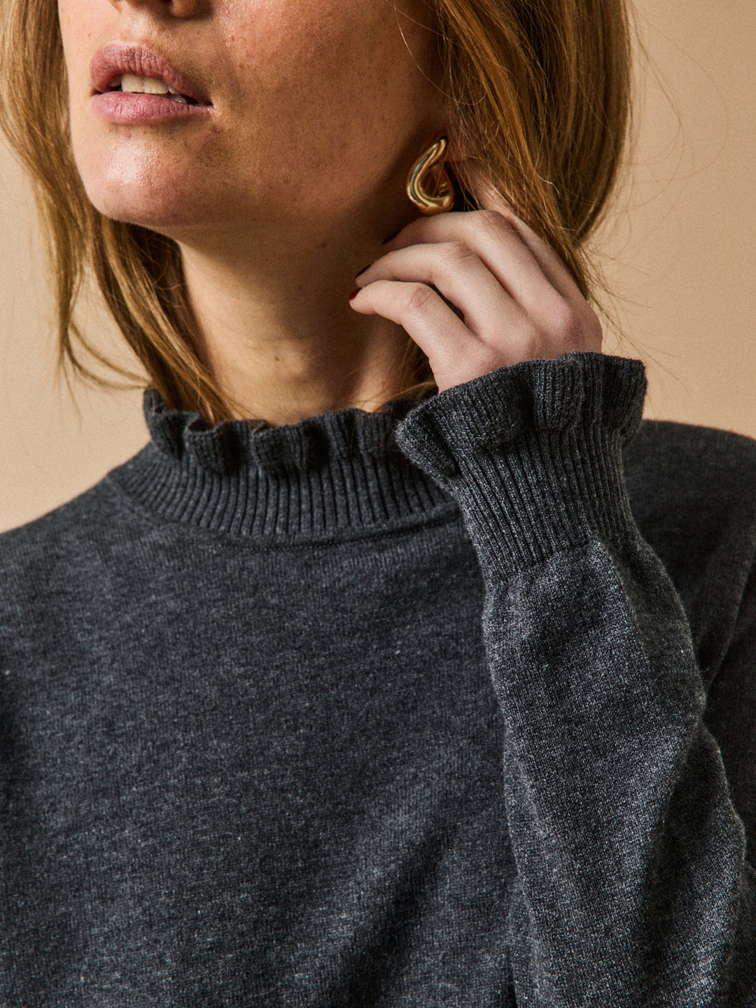 Aurore | Pull volanté en coton biologique et laine RWS*