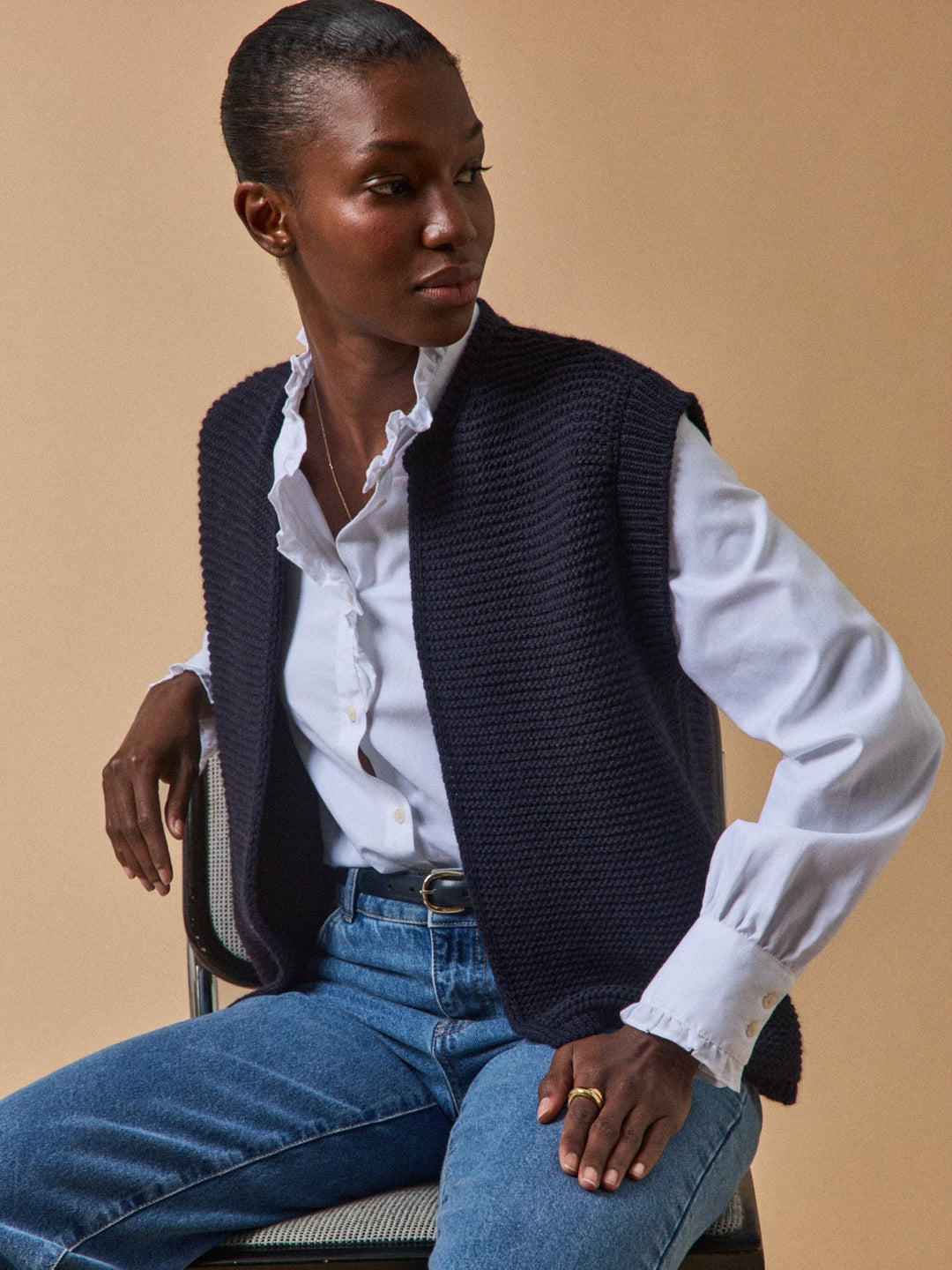 Solène | Gilet sans manches en laine italienne