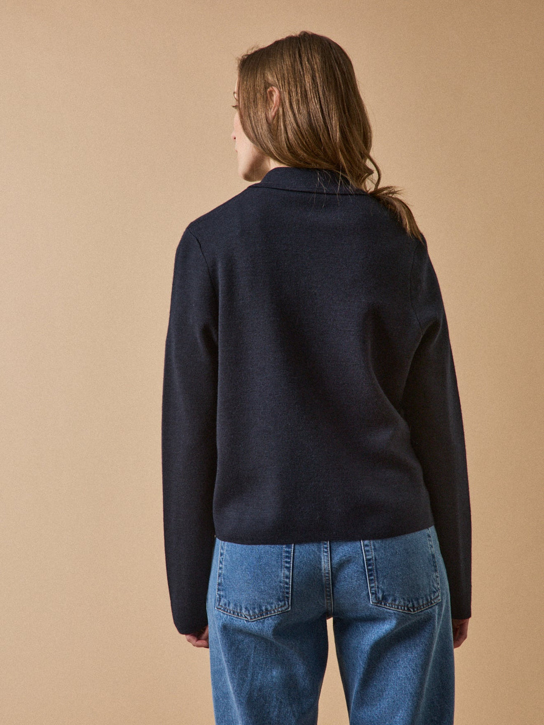 Clémence | Gilet à col chemise en maille Milano