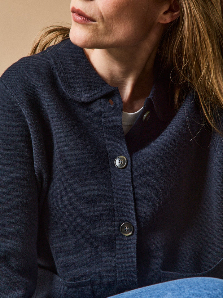 Clémence | Gilet à col chemise en maille Milano