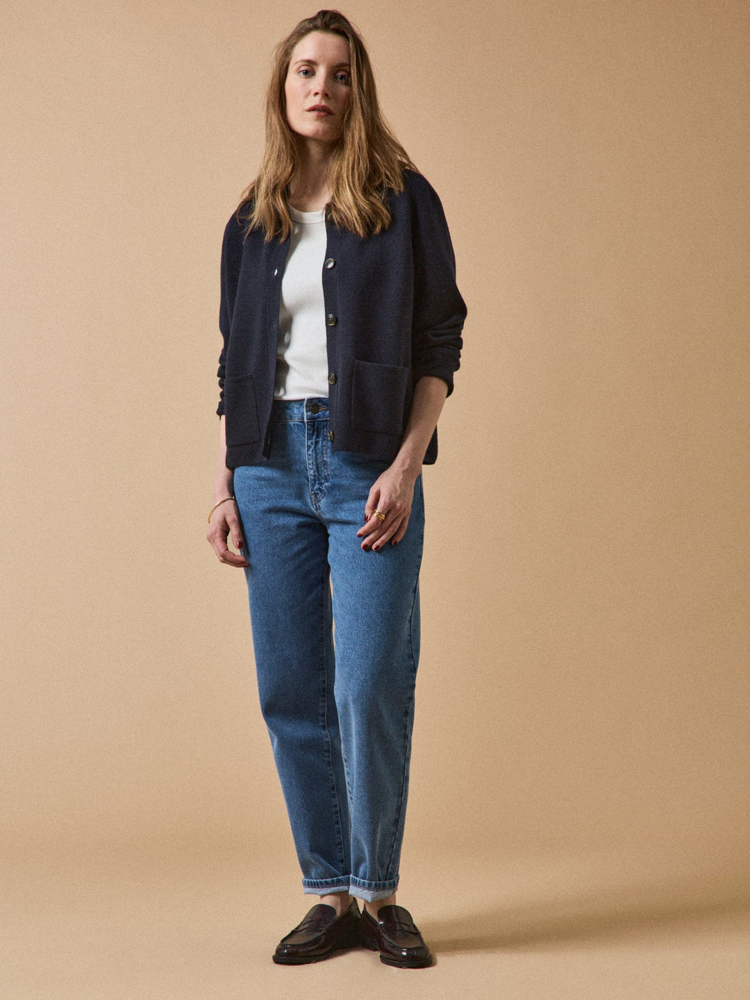 Clémence | Gilet à col chemise en maille Milano