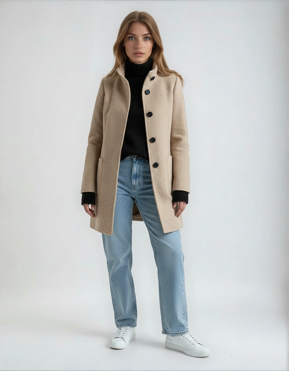 Hélène | Manteau femme à col montant