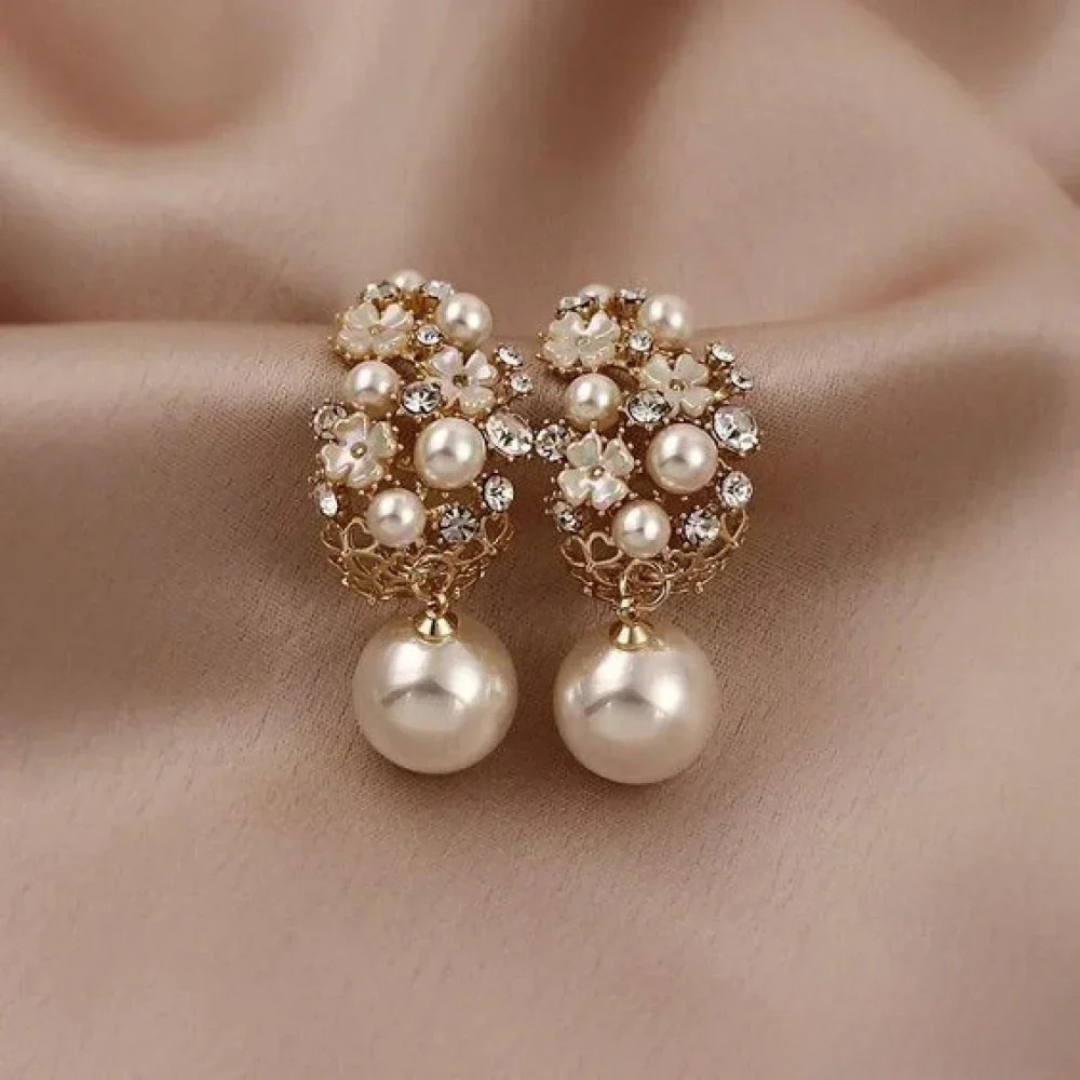 Boucles d'oreilles en perles de fleurs élégantes