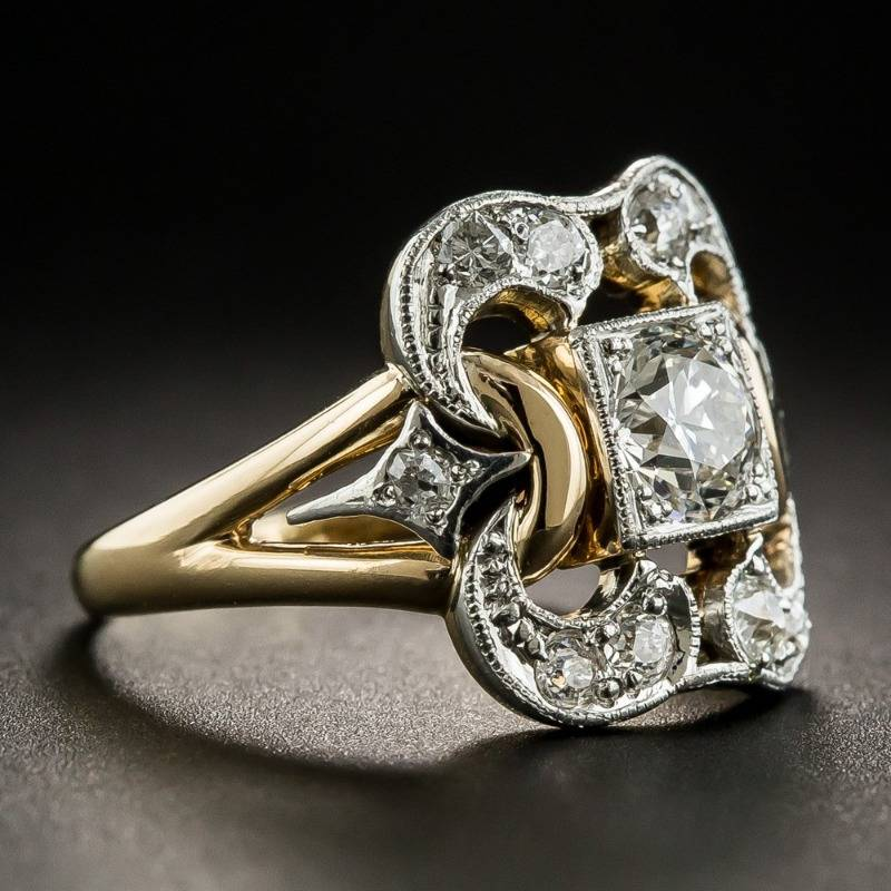 Adèle | Bague vintage dorée avec zircon