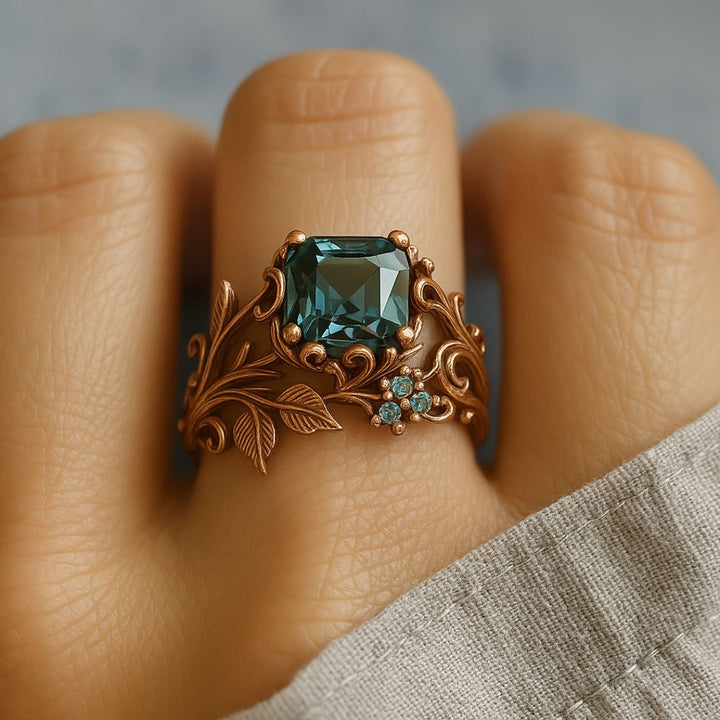 Amandine | Bague Cristal Vert Naturel