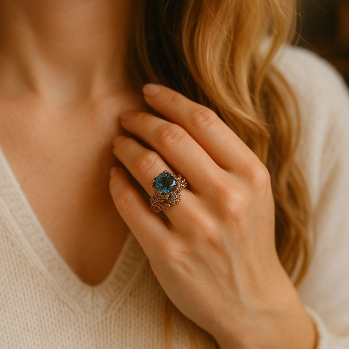 Amandine | Bague Cristal Vert Naturel