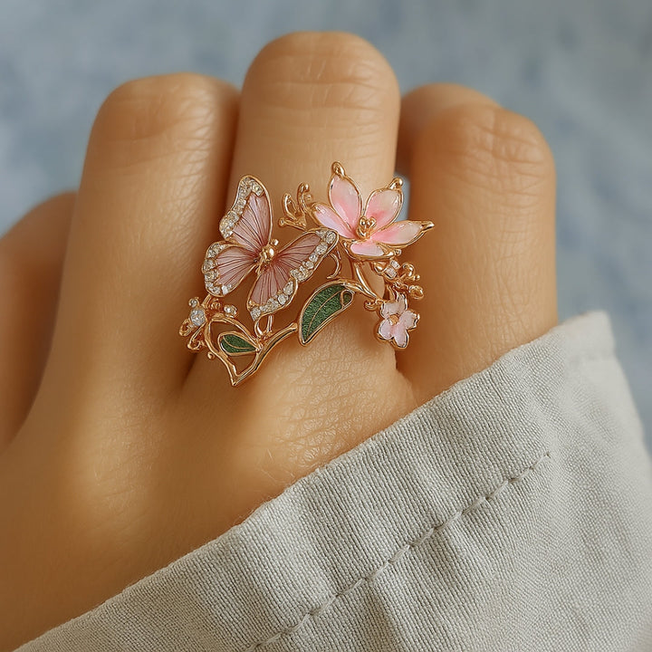 Élodie | Bague Papillon en Zircon Naturel