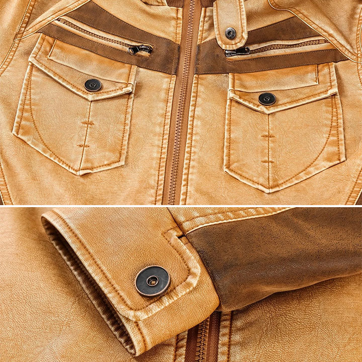 Amaury | Veste en Cuir avec Capuche Amovible