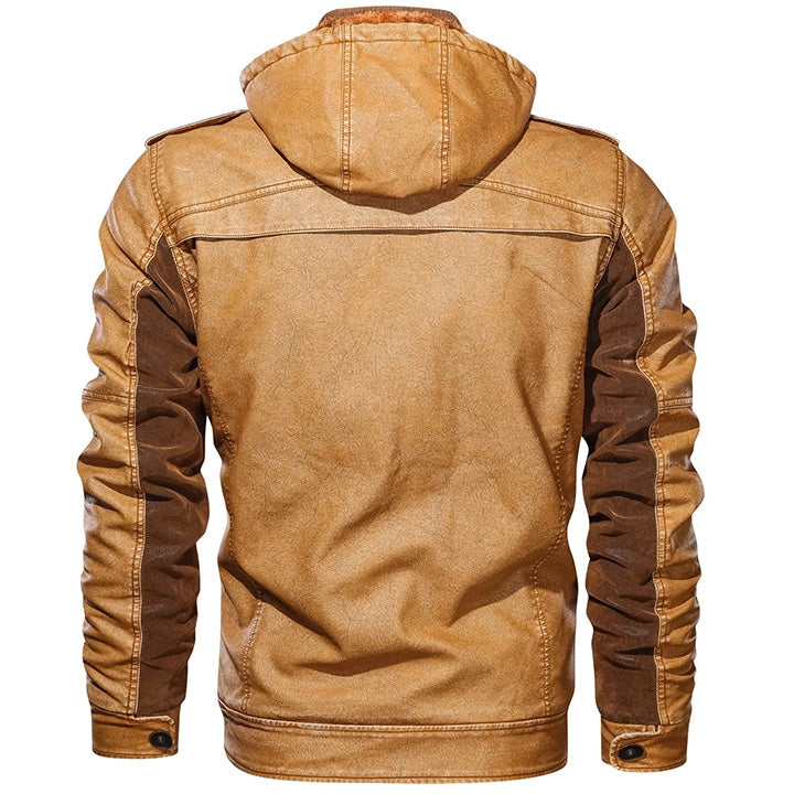 Amaury | Veste en Cuir avec Capuche Amovible