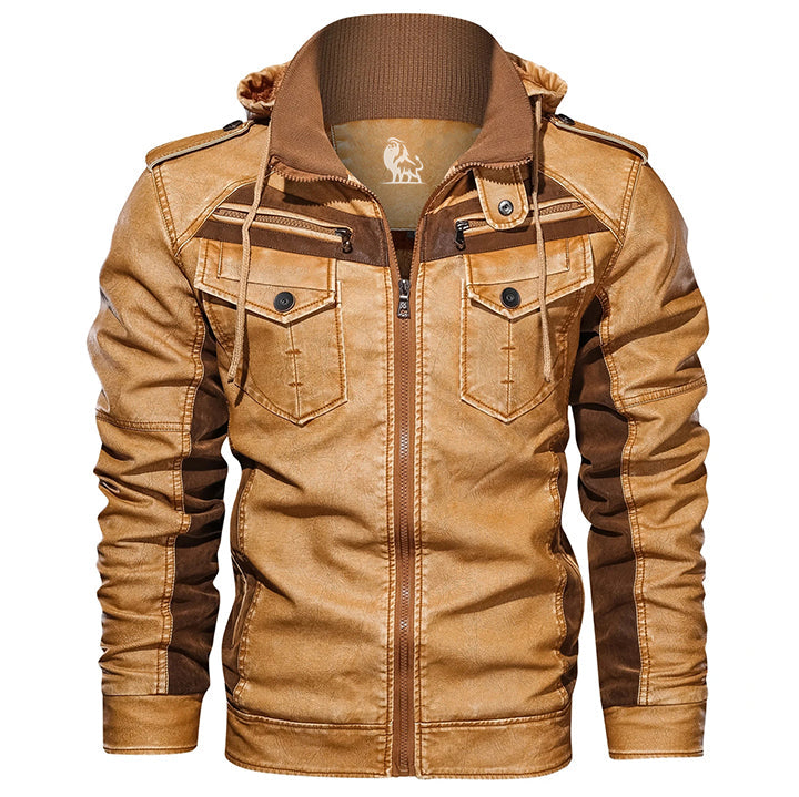 Amaury | Veste en Cuir avec Capuche Amovible