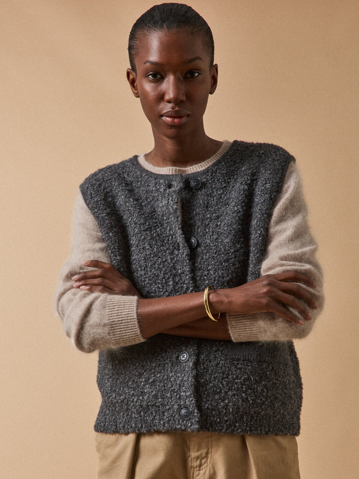 Noémie | Gilet sans manches en maille bouclette