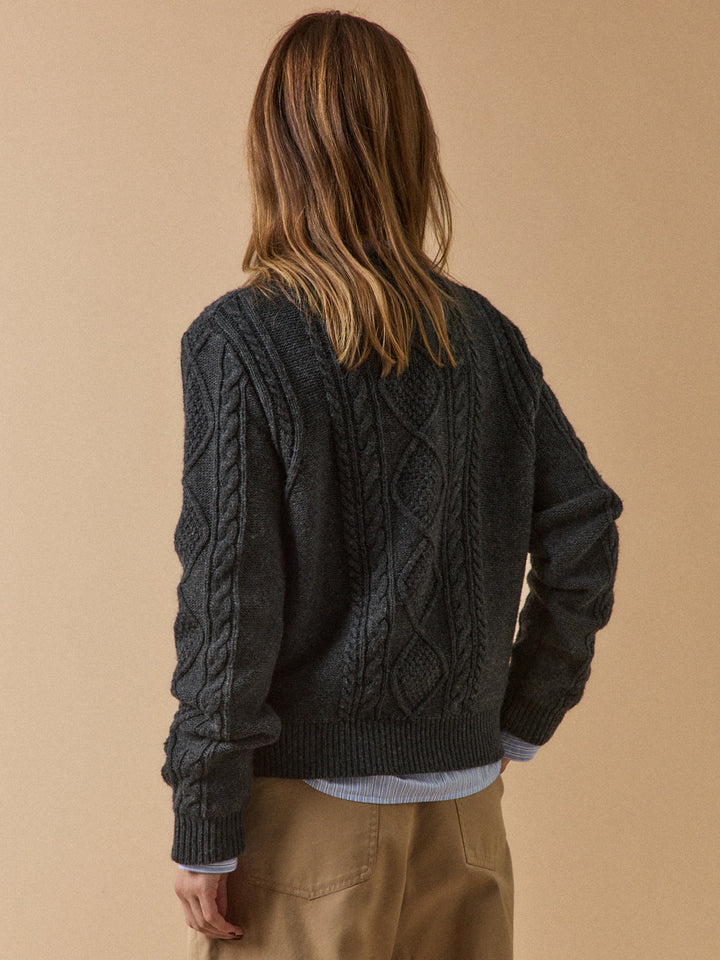 Léonie | Pull torsadé col rond en laine et cachemire