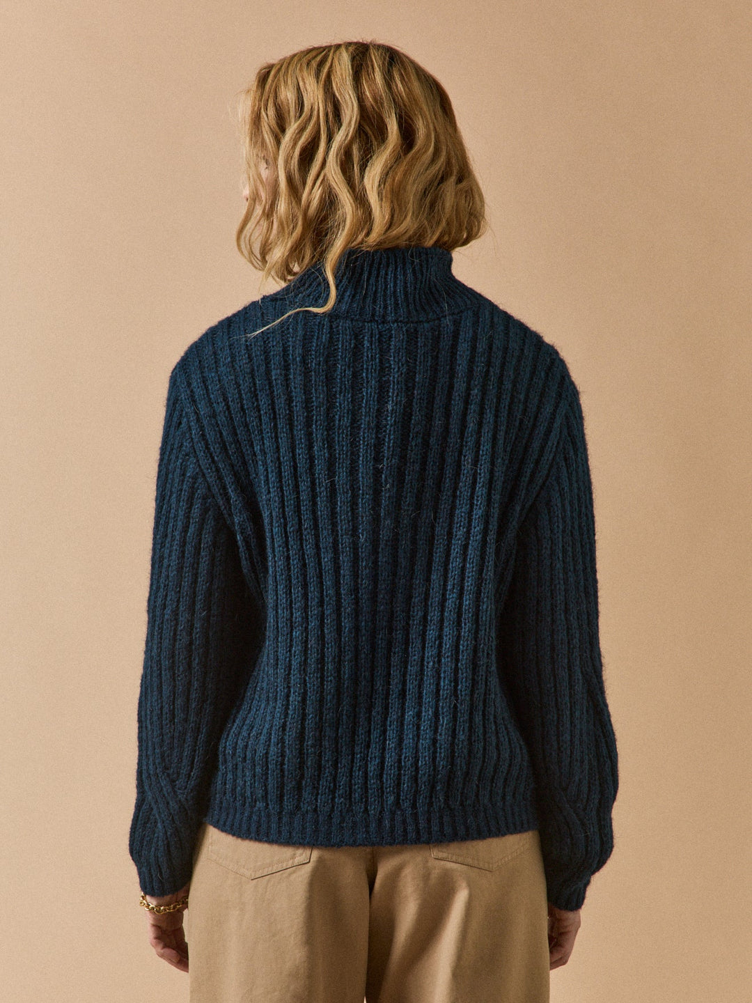 Clémence | Pull torsadé à col montant en mohair et laine italienne