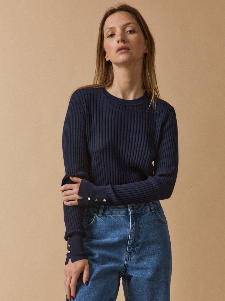 Élise | Pull chaussette côtelé en laine RWS*