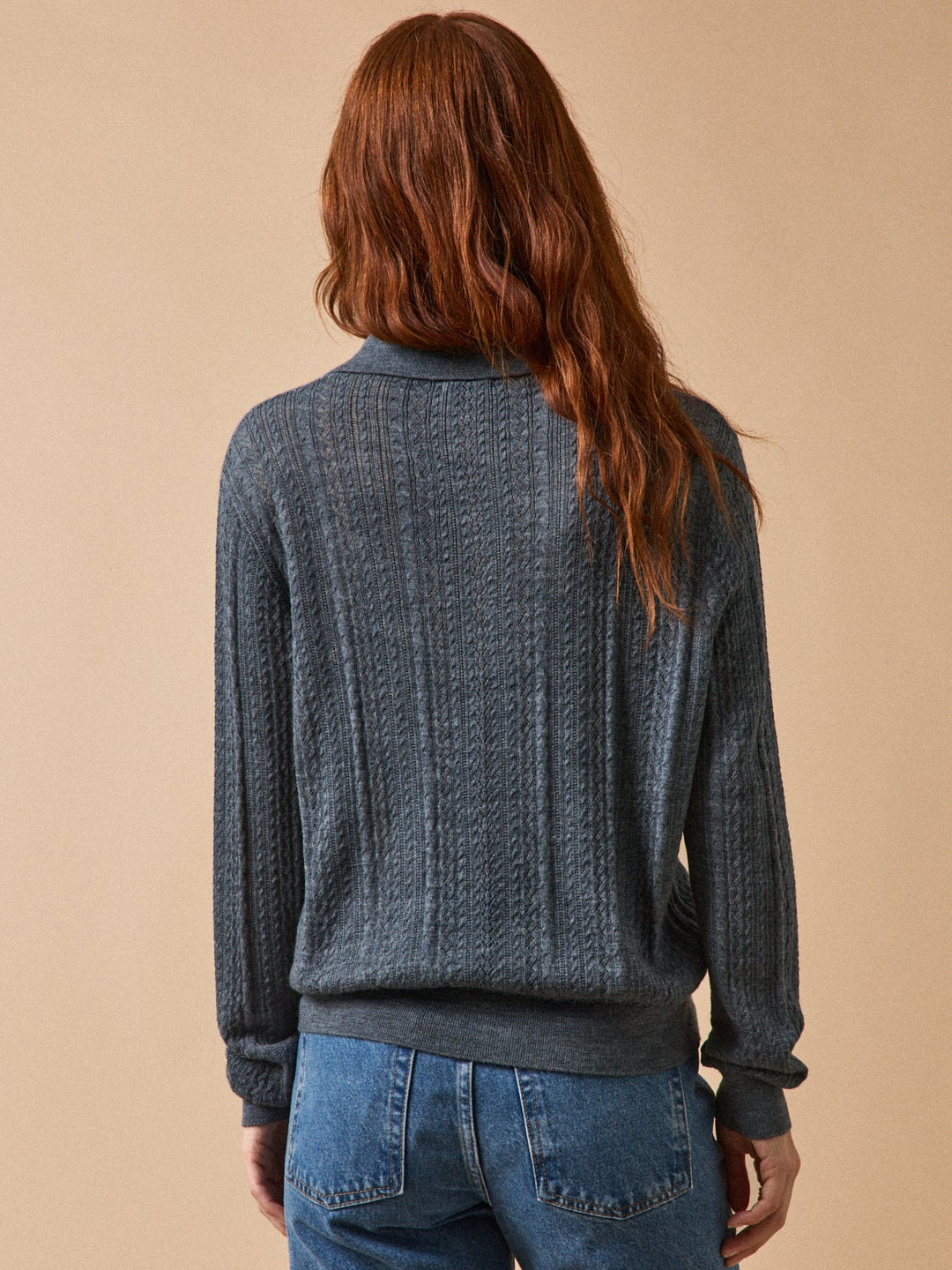 Auriane | Gilet col chemise ajouré en laine