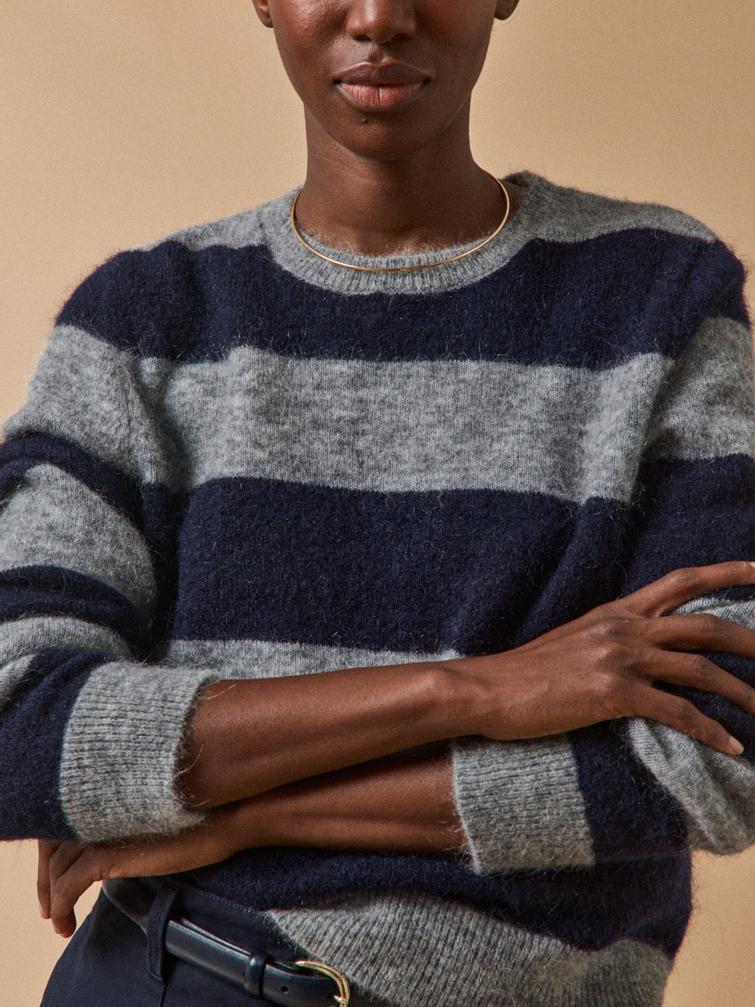 Élise | Pull rayé bicolore en maille douce