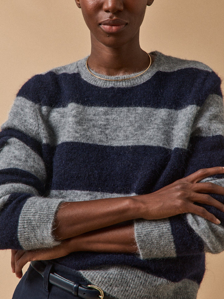 Élise | Pull rayé bicolore en maille douce