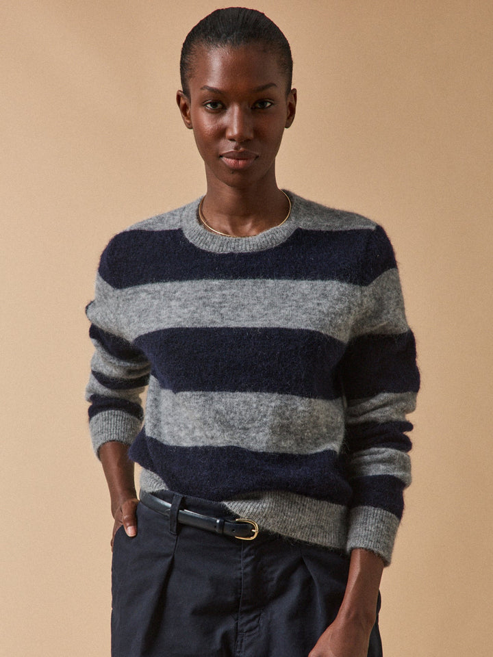 Élise | Pull rayé bicolore en maille douce