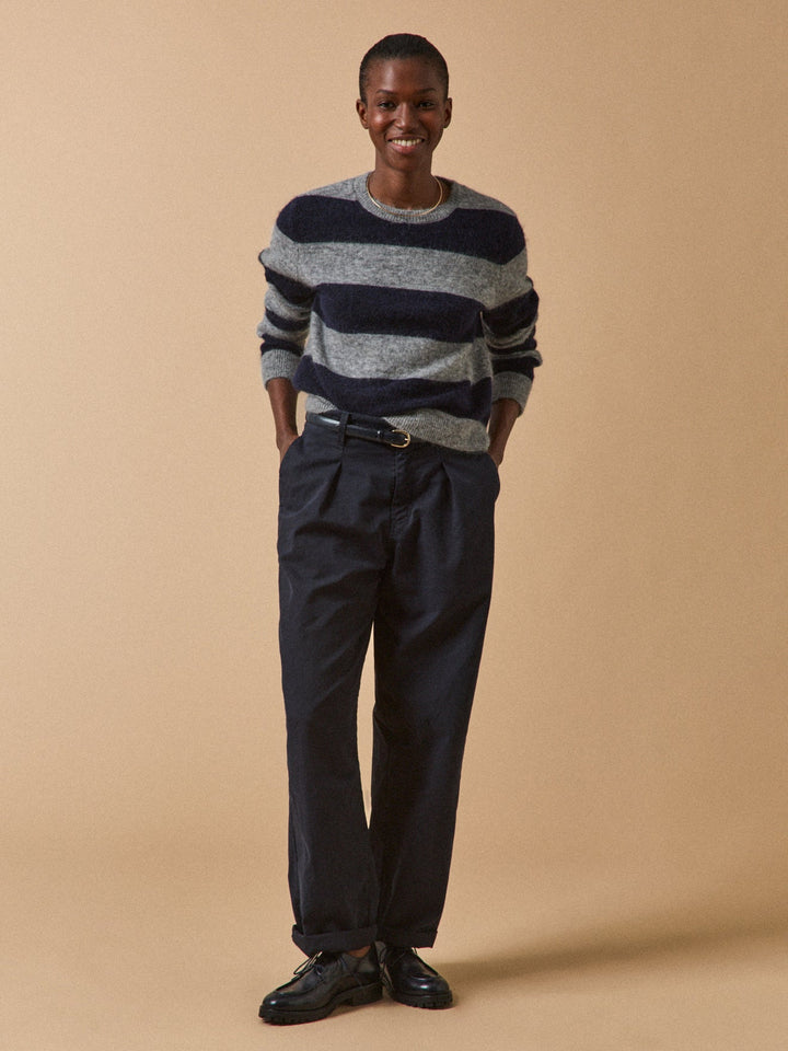 Élise | Pull rayé bicolore en maille douce