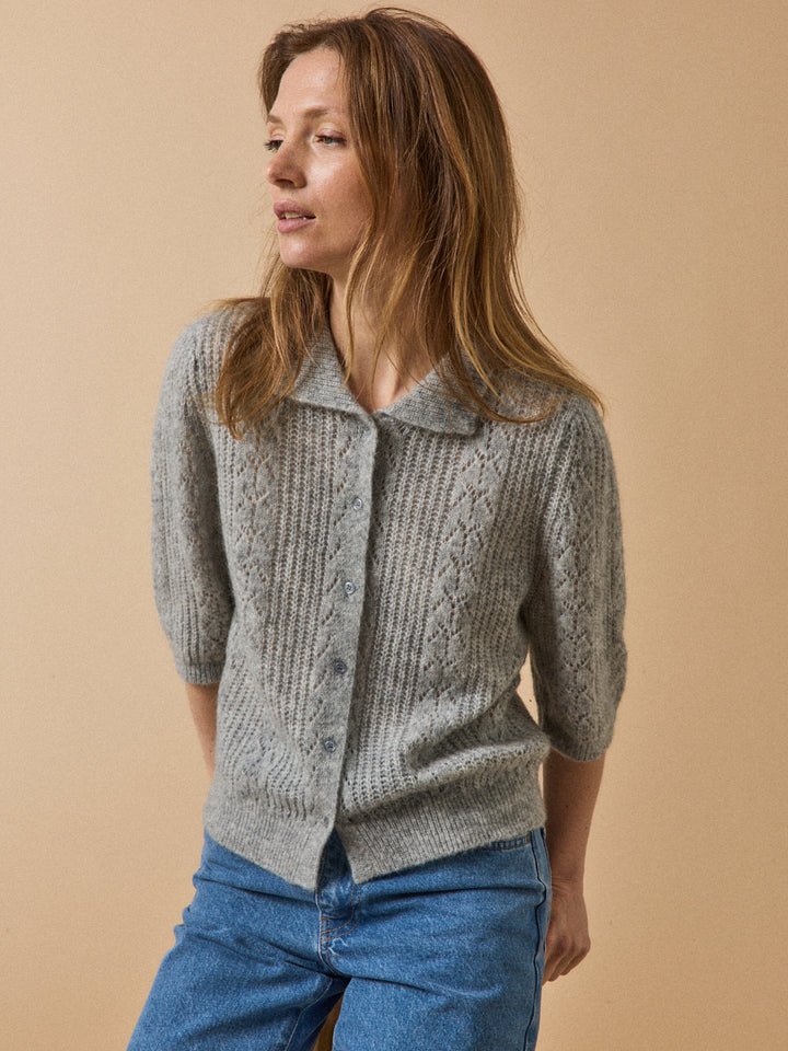 Margaux | Gilet à col polo en laine et mohair