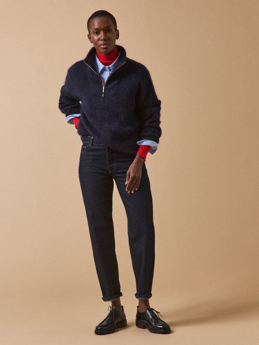 Solène | Pull col camionneur en laine et mohair