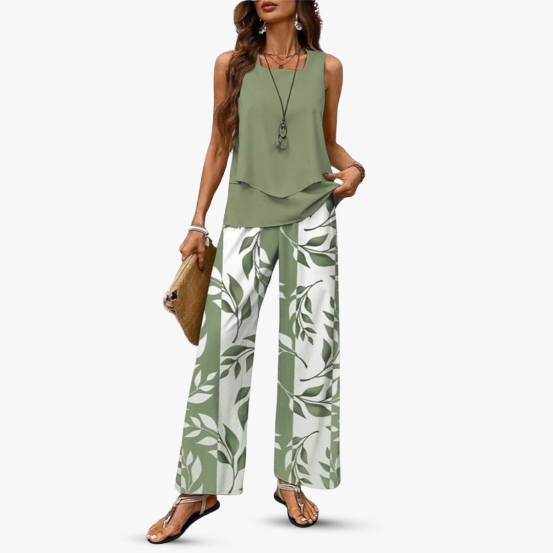 Amara™ - Premium Tvådelad Set med Ärmös Topp och Byxor