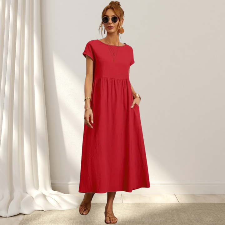 Clio™ – Elegant Sommarklänning – Lätt, Smickrande & Täcker Magen