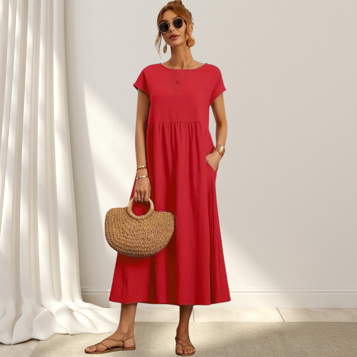 Clio™ – Elegant Sommarklänning – Lätt, Smickrande & Täcker Magen