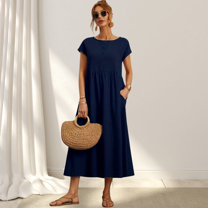 Clio™ – Elegant Sommarklänning – Lätt, Smickrande & Täcker Magen