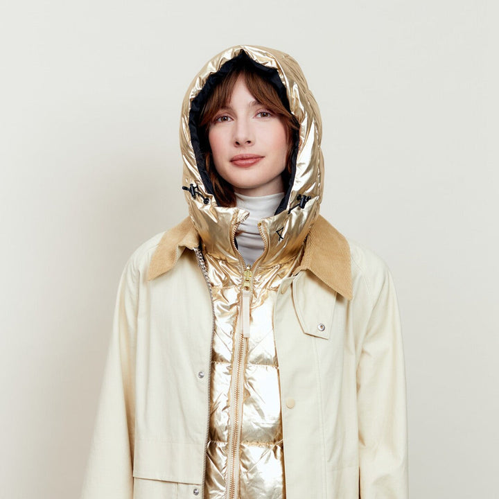 Cléophée | Capuche doudoune réversible dorée et noire