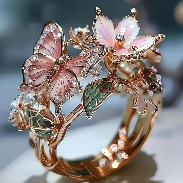 Élodie | Bague Papillon en Zircon Naturel