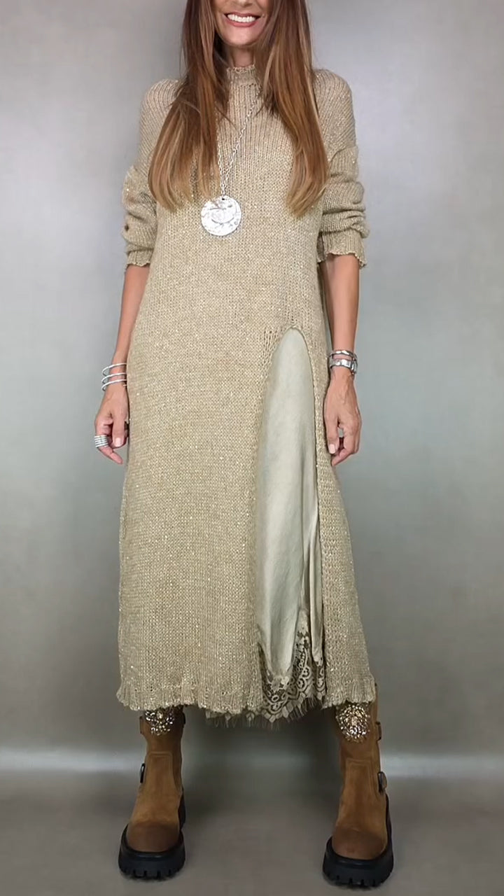 Artone™ - Elegant Tvådelad Set – Lång Tröja & Matchande Klänning