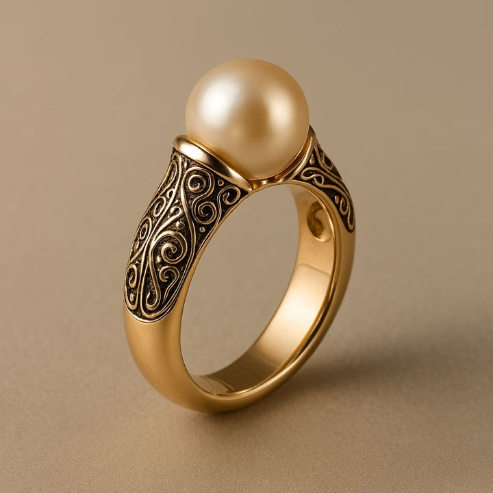Bague en or vintage avec perle